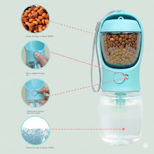 Gourde avec compartiment pour croquettes - 550 ml