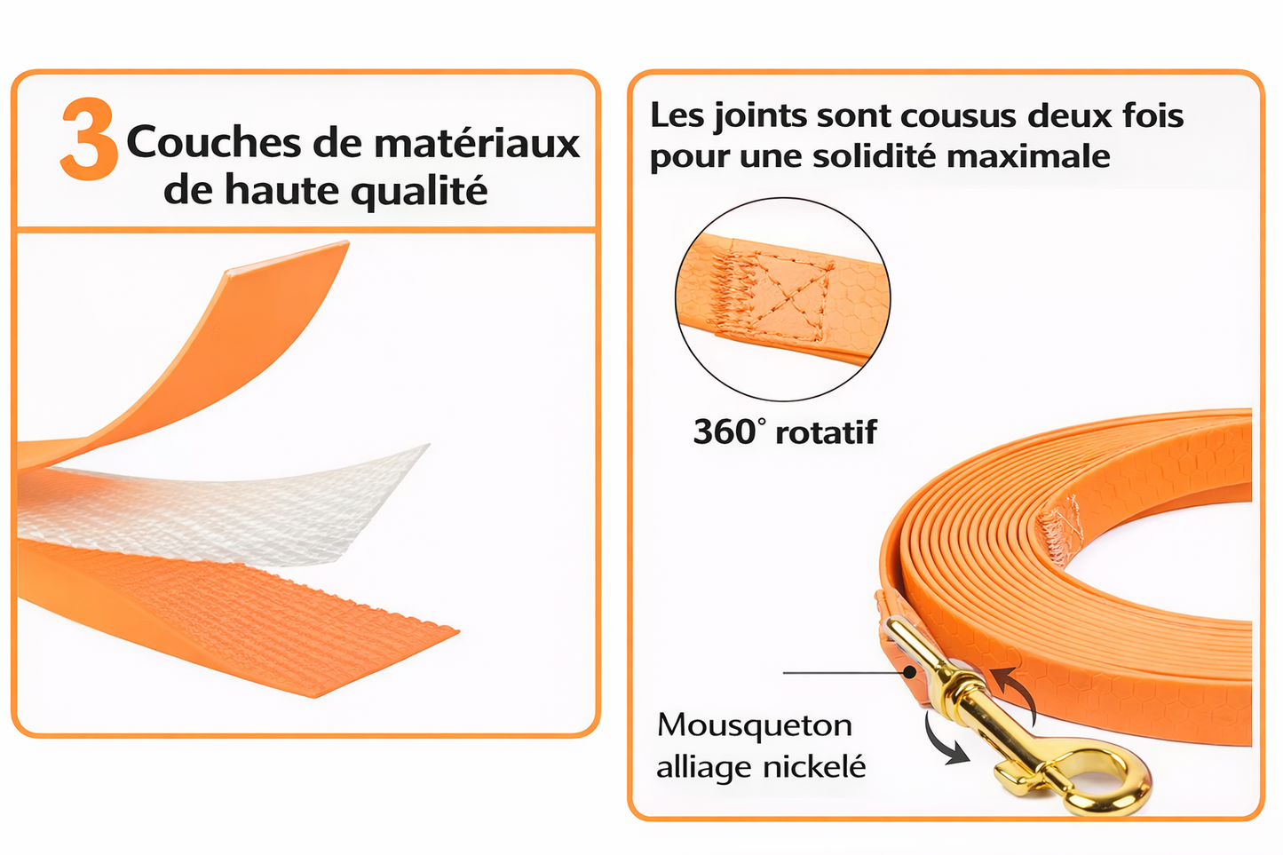 Laisse longue imperméable en PVC