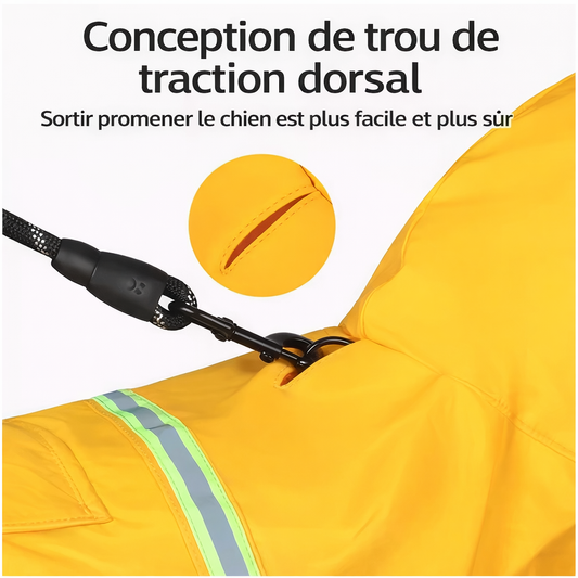Imperméable à capuche avec bandes réfléchissantes
