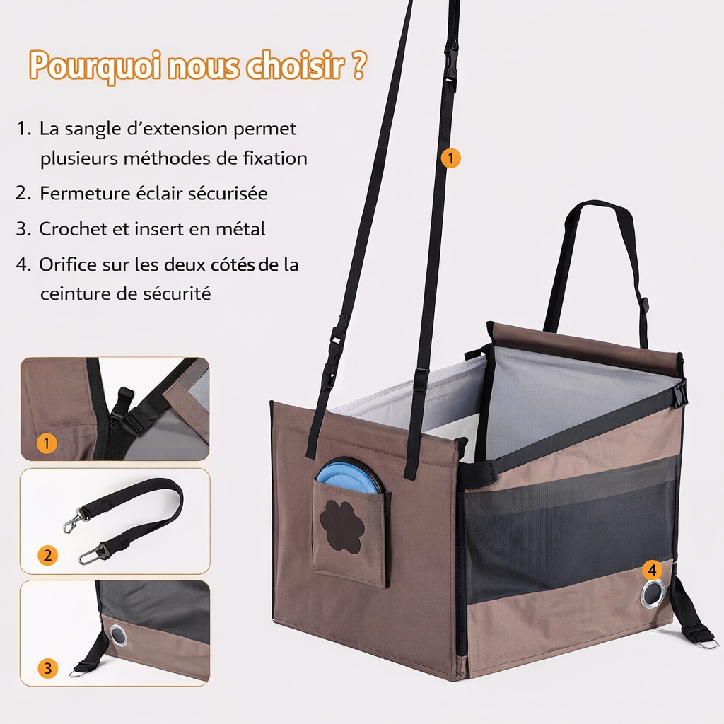 Siège auto pour chien sécurisé