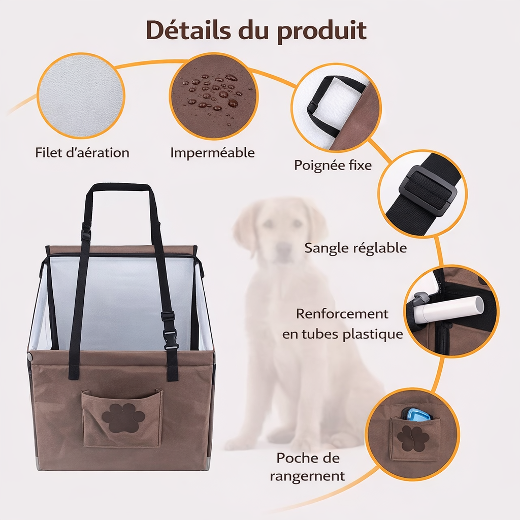 Siège auto pour chien sécurisé