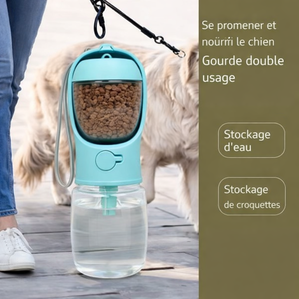Gourde avec compartiment pour croquettes - 550 ml