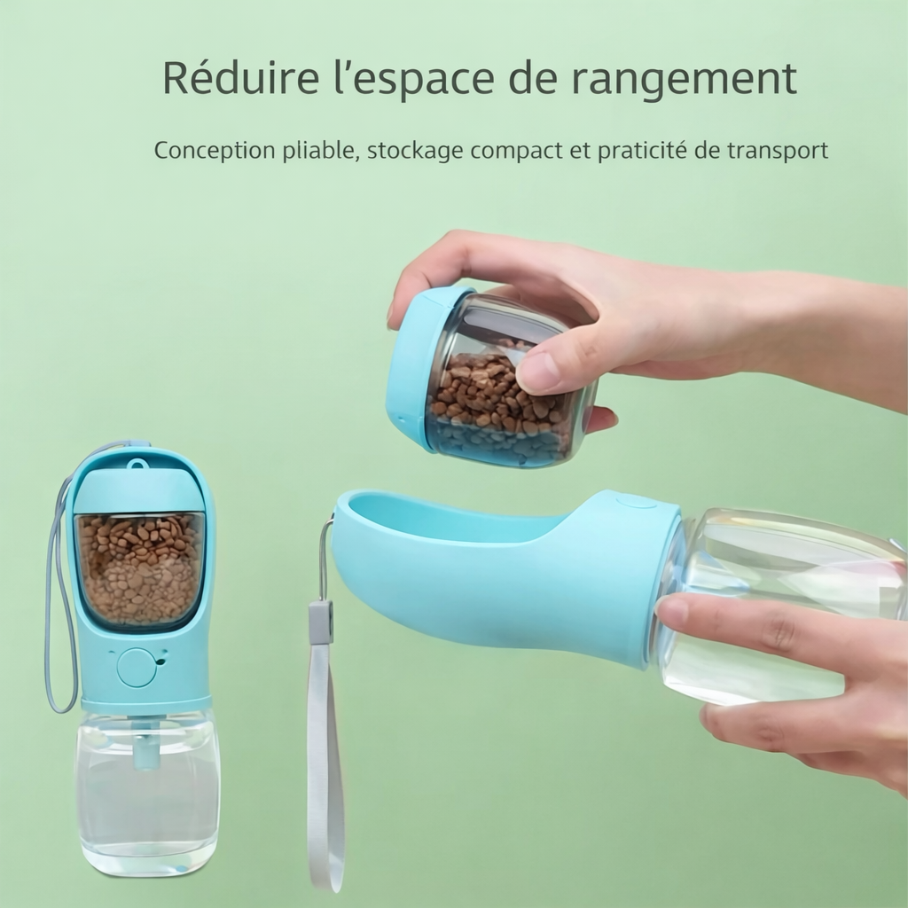 Gourde avec compartiment pour croquettes - 550 ml