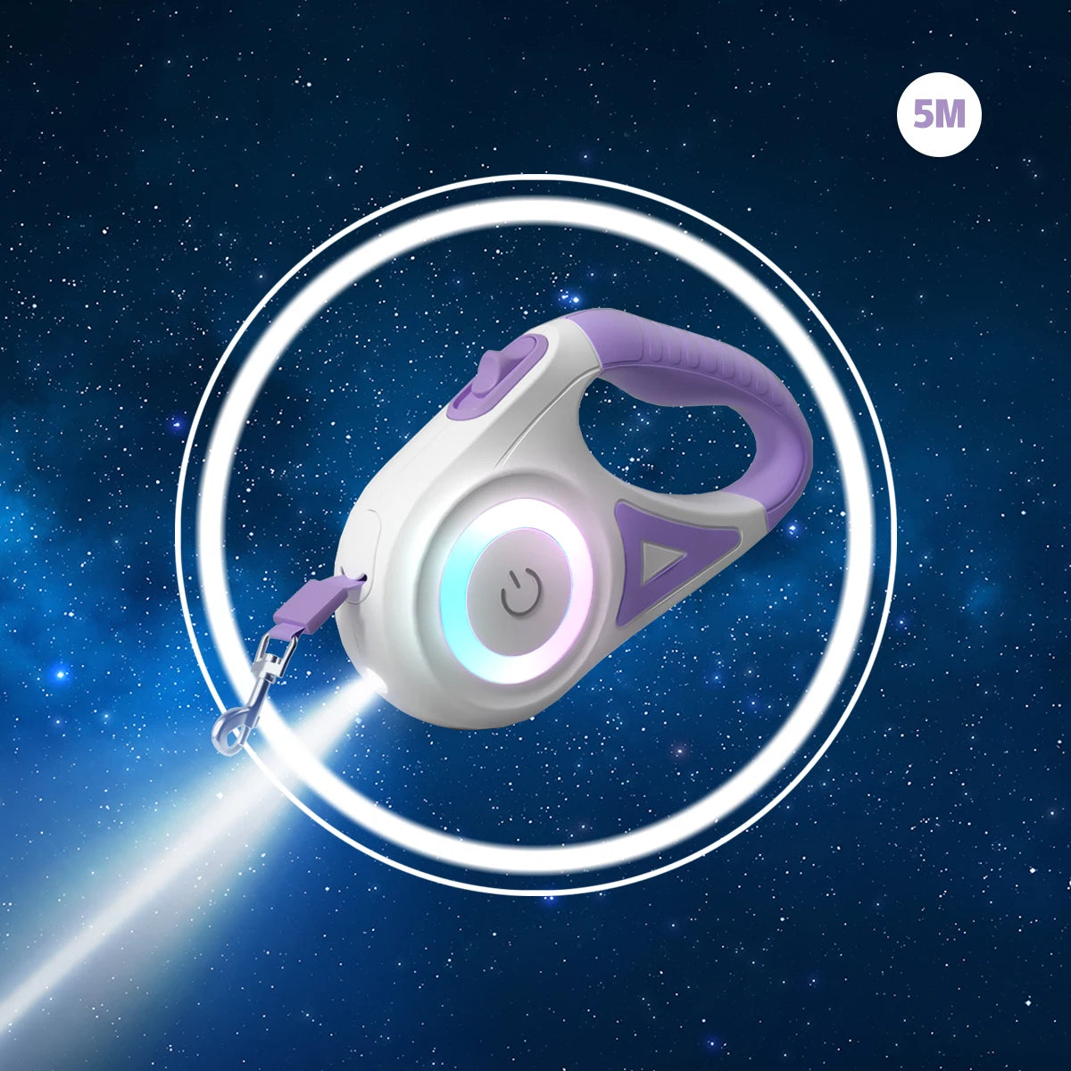 Laisse rétractable LED pour balades nocturnes – Sécurité maximale – 5m