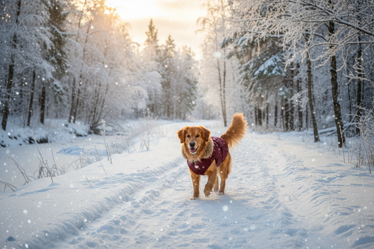chien promenade hiver